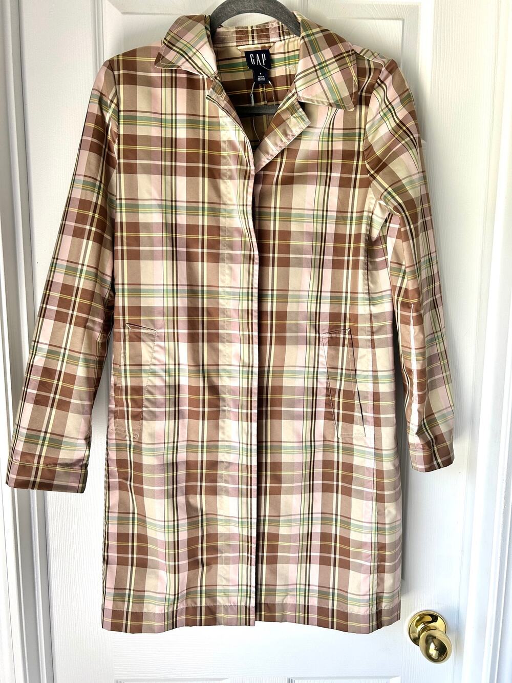 Gap Plaid Trench Coat Y2K vintage beige brown